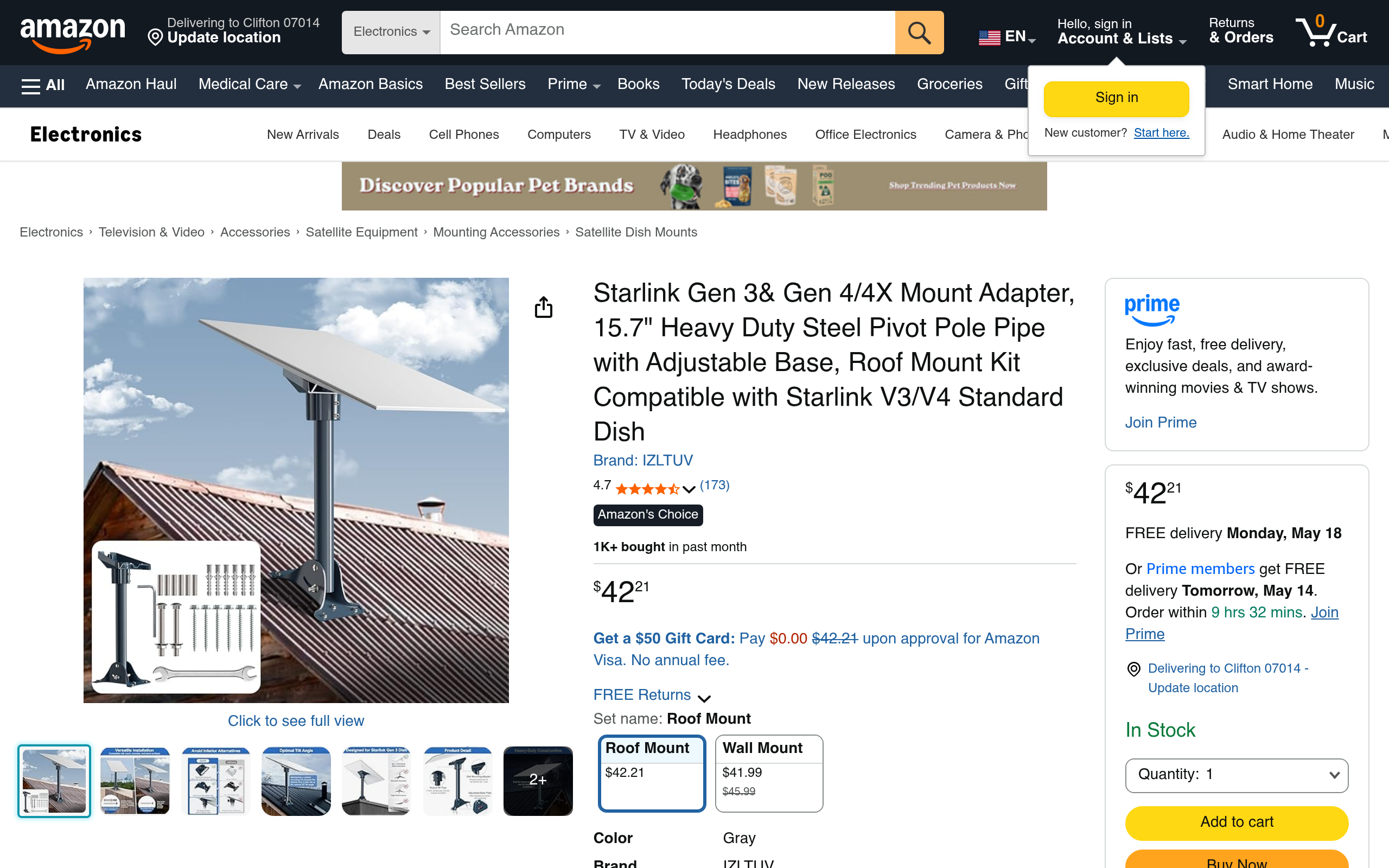 Starlink Gen 3 and Gen 4 mount adapter